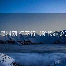 黑料网 行不行（阶段结论）